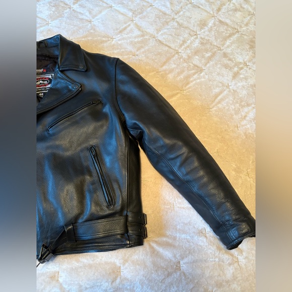 River Road Cropped Moto Heavy Leather Jacket Size L Men’s 44 Black Zip Road Trip - Picture 4 of 14